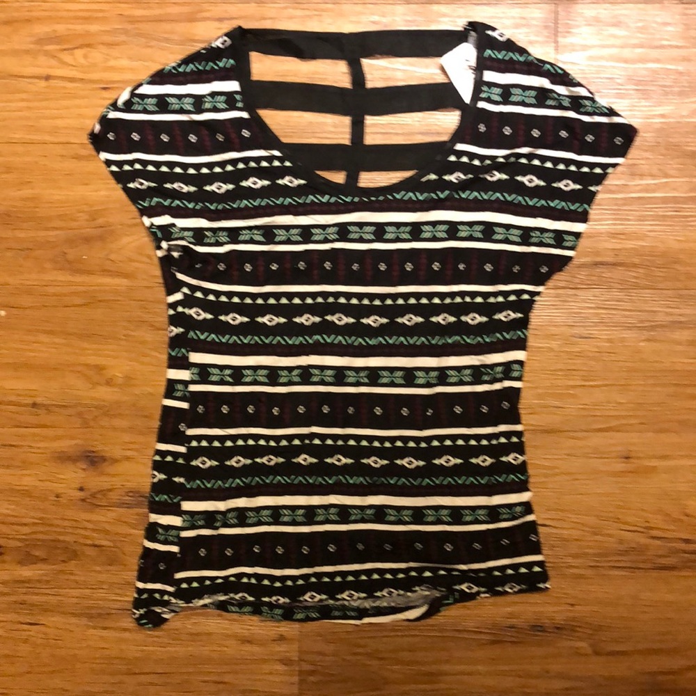 Pac Sun tribal print lattice back shirt